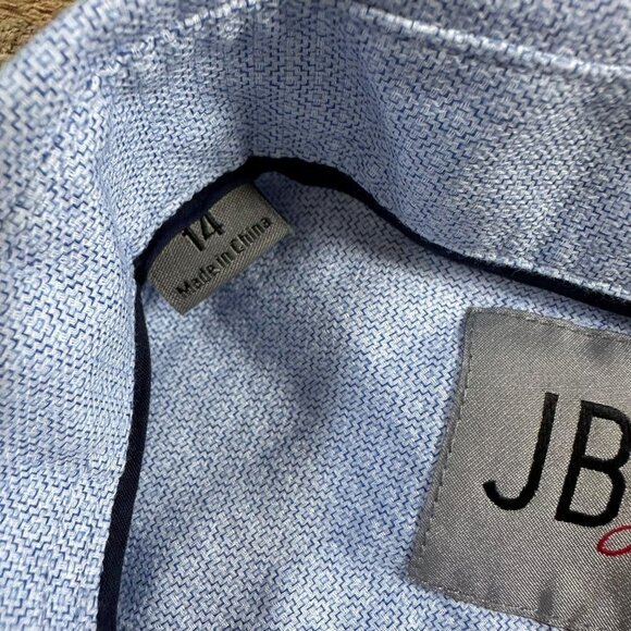 JB Jr Boys Long Sleeve Button Down in Blue -14 - Picture 3 of 7